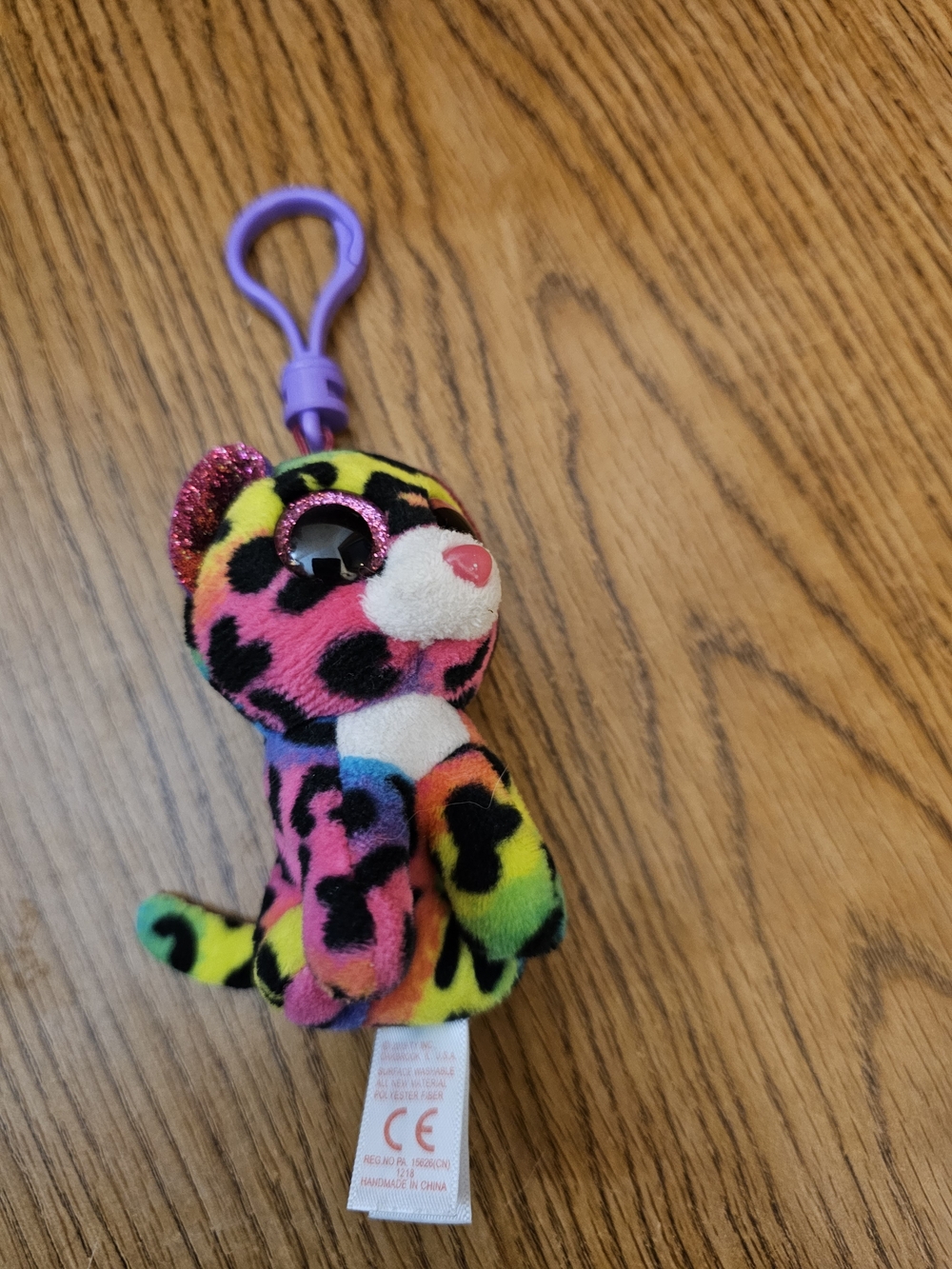 4/$10 Ty Beanie Boos Rainbow Leopard Dotty Clip-On Plush Keychain Toy